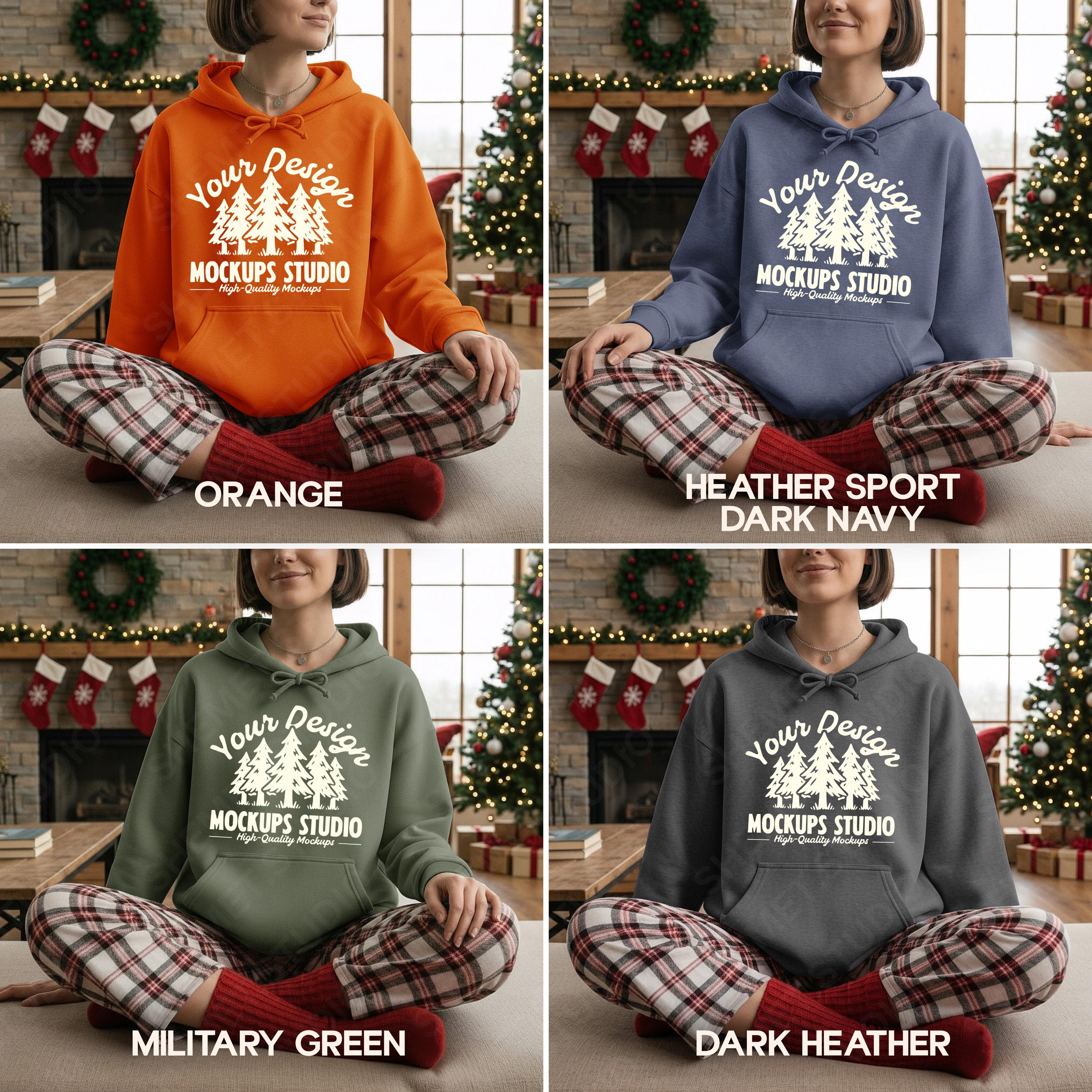 30X Gildan 18500 Christmas Hoodie Mockup Bundle | G185 Holiday