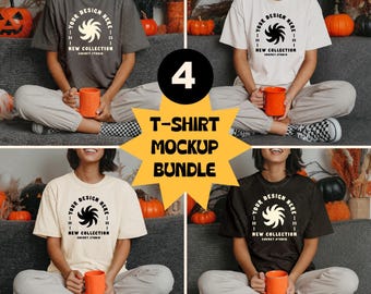 Comfort Colors 1717 Summerween Mockup Bundle | C1717 T-Shirt Mockups | Ivory Pepper White Black Mocks | Halloween Fall Aesthetic | Mock Pack
