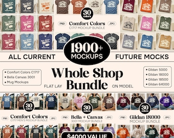 Whole Shop Mockup Bundle Pass | Lifetime Access to Full Mega Bundle | Comfort Colors, Gildan, Bella Canvas