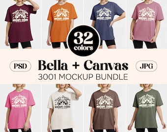 32X Bella Canvas 3001 T-shirt Mockup Bundle On Model | BC3001 Shirt Mock-Up | Oversized Shirt Tee | Set for Canva, Photoshop