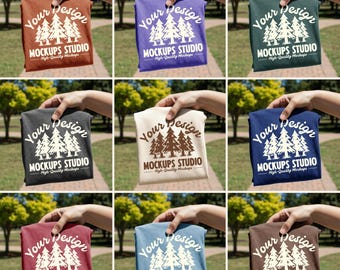 30X Comfort Colors 1717 T-Shirt Mockup Bundle 30 Farben | CC-1717 Hand die gefaltetes Hemd hält | C1717 Oversized T-Shirt Garment-Dyed PSD JPEG