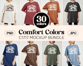 30X Comfort Colors C1717 T-Shirt Mockup Bundle 30 Farben | CC 1717 Ein Modell Frontansicht | Laden Sie die Datei zum Download herunter