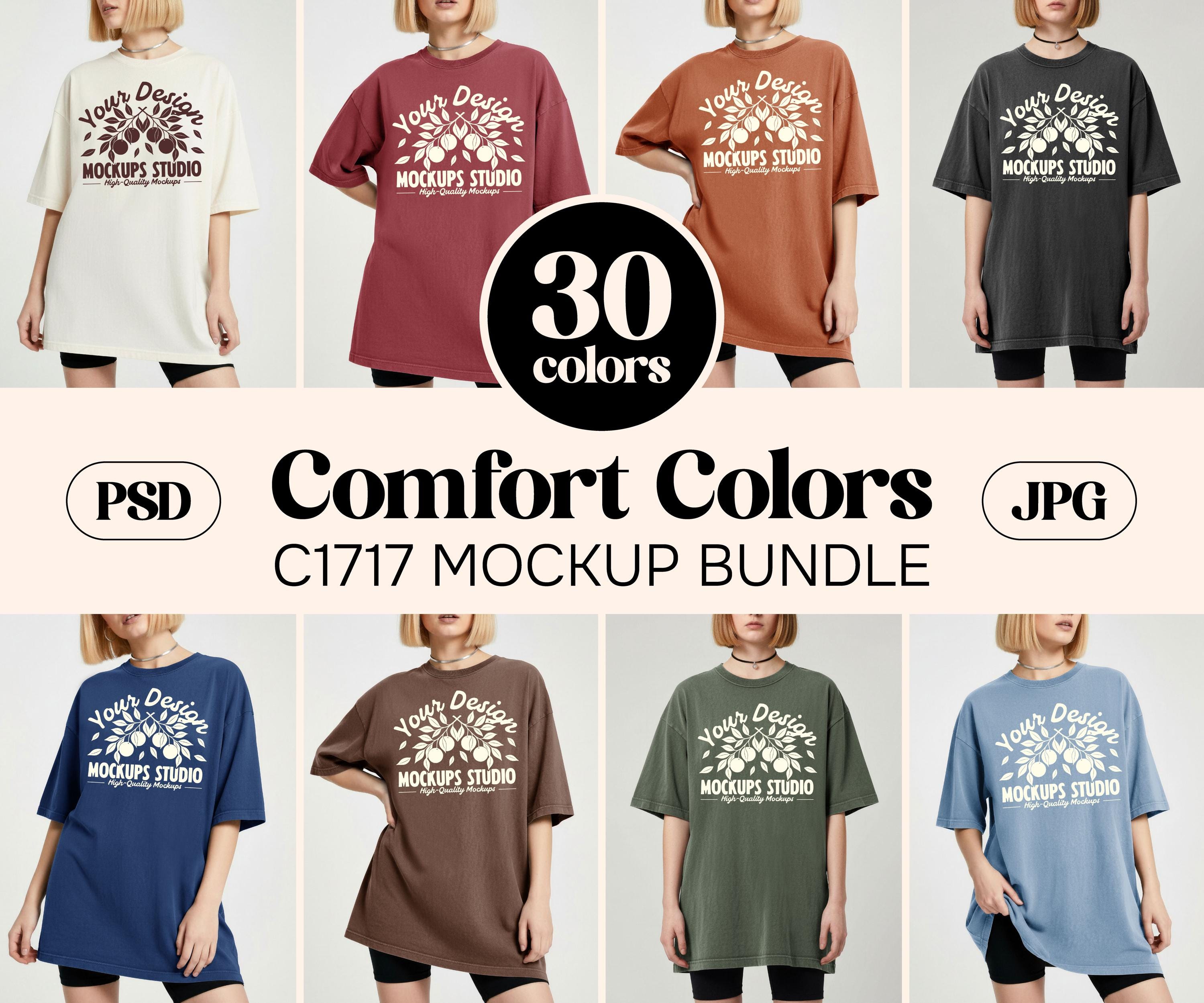 30X Comfort Colors C1717 T-shirt Mockup Bundle 30 Colors | CC 1717