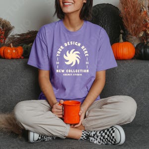 Violet Comfort Colors 1717 Summerween Mockup | C1717 T-Shirt Mockups | Halloween Fall Aesthetic | Retro Halloween Comfort Colors Mock-uplogo