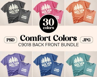 Pacote com 30 mockups de camisetas Comfort Colors C9018 em vista plana | Mockup da camiseta infantil C9018 (frente e verso) | Camiseta juvenil oversized | Conjunto em JPG e PSD