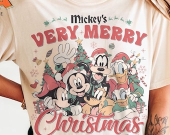 Camisetas de la Feliz Navidad de Mickey 2025, camiseta navideña a juego de Disney para toda la familia, camiseta navideña de Mickey, Minnie, Donald, Goofy y Pluto