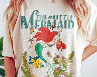 Camiseta retro de La Sirenita de Disney, Camiseta de la Princesa Ariel, Camiseta de la Sirenita Ariel, Camiseta de la Sirenita Ariel para niña, Camiseta de viaje de Disney para niña