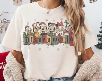 Vintage Disneyland jultröja, Musse Pigg och vänner jultröja, Disney julfamiljetröjor, Disney jultröjor, julklappar