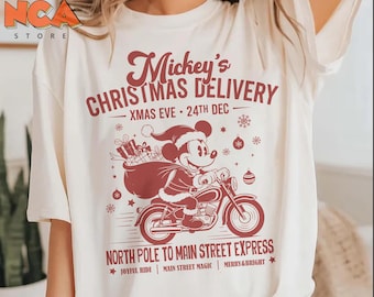 Mickys Weihnachtslieferung T-Shirt, Disney Urlaub Shirt, Vintage Weihnachten Mickey Shirt, Santa Mickey Urlaub Shirt, Weihnachtsfeier T-Shirts