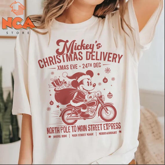 Mickey’s Christmas Delivery Tee, Disney Holiday Shirt, Vintage Christmas Mickey Shirt, Santa Mickey Holiday Shirt, Christmas Party Tees