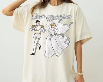 Disney Just Married Shirt, Cinderella Couple Shirt, Disney Bachelorette Comfort Colors Shirt, Disney Bridal Party Shirt, Disney Wedding Tee