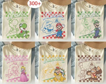 Customize All Characters Super Mario Retro Shirt, Nintendo World Family Matching Holiday Trip Matching Tee, Super Mario Birthday Trip Gifts