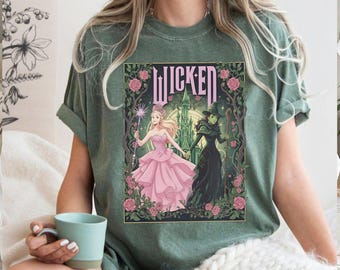 Vintage Wicked Changed For Good Comfort Colors Shirt, Wizard Defying Gravity Shirt, Pink And Green Musical, Broomstick Magic Wand Sweatshirt