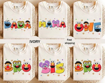 Camisetas de cumpleaños de la familia Sésamo: camisetas personalizadas a juego con los personajes