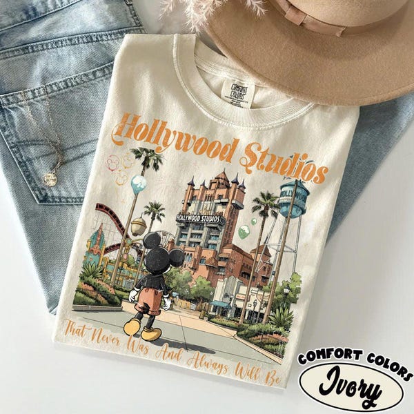 Vintage Comfort Colors Mickey Hollywood Studios Shirt, Mickey Tower Of Terror Fantasmic Tee, WDW Family Matching Tee, Disney Trip 2026 Shirt