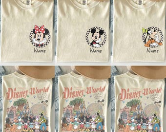 Custom Disneyworld Mickey And Friends Shirt, Custom Name Disney Character Shirts, Retro Disneyworld Trip Tee, Disney Family Vacation Shirts