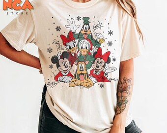 Retro Musse Pigg och vänner jultröja, Vintage Disney jultröja, Matchande Disney familj julkläder, Disney karaktärer tröja
