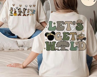 Maglietta bifacciale Retro Animal Kingdom, maglietta Comfort Colors Let's Get Wild, maglietta Mickey Safari, maglietta Leopard Family, maglietta Cheetah Mickey