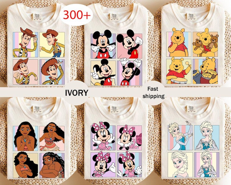 Rutig skjorta med komfortfärger, Disneyworld-familjesemestertröja, Disney-figurer-tröja, Magic Kingdom Disney-barntröja bild 1