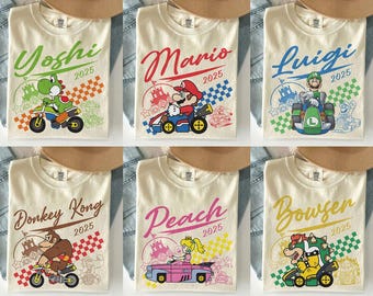 Custom All Characters Super Mario Kart Shirt, Personalized The Super Mario Kart Bros Movie, Mario Epic Universe Family Shirt, Mario Birthday