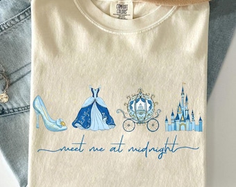 Retrouvez-moi à Midnight Comfort Colors Shirt, T-shirt inspiré de Cendrillon, T-shirt Cendrillon Disney, Cadeau de fête de princesse, Voyage entre filles Disney