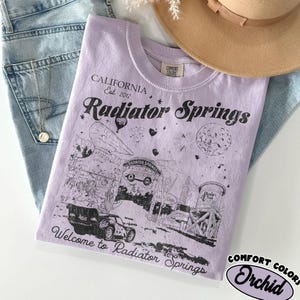 Vintage Radiator Springs Comfort Colors Shirt, Lightning McQueen Disney Tee, Pixar Cars Family Shirt, Disney Vacation Disneyland Trip Shirt image 4