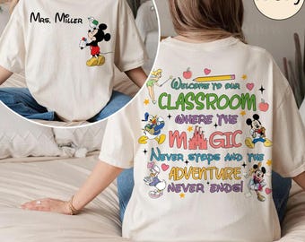 Camiseta personalizada para profesor, sudadera de Mickey Mouse, regreso a clases en Disneyland, nombre personalizado, Disney Teacher, camiseta para niños de la escuela