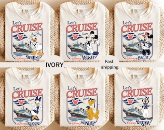 Personalisiertes Disney Cruise Line Comfort Colors Shirt, Mickey & Friends Family Cruise Trip T-Shirt, Let's Cruise, Disney Destiny Wish Dream Magic