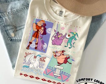 Retro 90s Disney Hercules Characters Shirt, Vintage Disneyland Family Matching Shirt, Magic Kingdom 2026, Hercules Merara Panic Pain T-Shirt