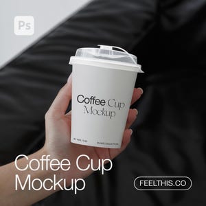 Editable Cup Mockup in Woman’s Hands, Plastic Coffee Cup PSD for Branding, Mug Mockup, Realistic Cup Mockup, Packaging Mockup Photoshop