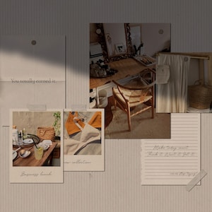 5 Moodboard Mockup Bundle PSD, Realistic Mood Board Scene, Moodboard Mockup Kit, Realistic Mockups, Polaroid Mockup , Shadow Overlay