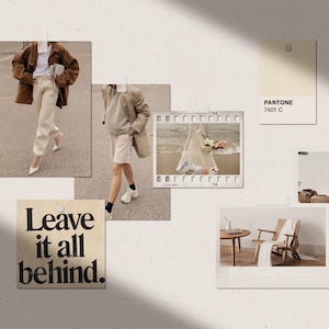 5 Mood Board Mockups Bundle, 5 Realistic PSD Templates, Aesthetic Branding Presentation, Pantone Swatch Mockup, Polaroid Mockup, Note Mockup