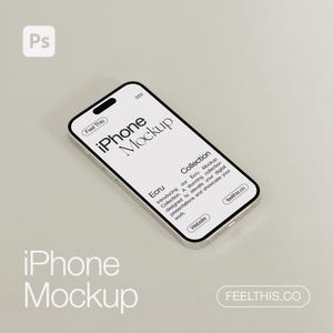 Minimalistic iPhone Mockup, Aesthetic iPhone Mockup, Realistic Phone Mockup, Digital Device Mockup, iPhone Mockup Photoshop Download PSD