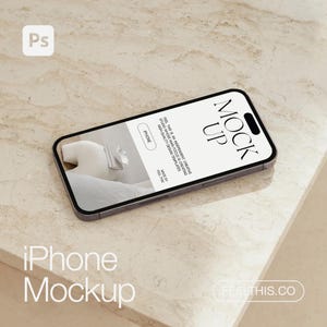 Minimalistic iPhone Mockup, Aesthetic iPhone Mockup, Realistic Phone Mockup, Digital Device Mockup, iPhone Mockup Photoshop Download PSD