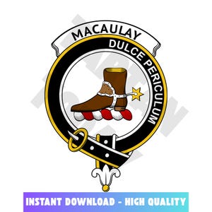 MacAulay Tartan Clan Crest, Badges, Heraldry, Clans, Family Scotland PNG, Digital ClipArt High Quality