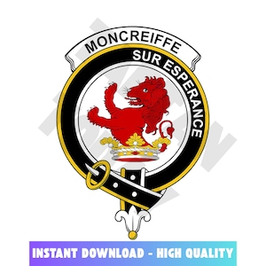 Moncrieffe (or Moncreiff) Tartan Clan Crest, Badges, Heraldry, Clans, Family Scotland PNG, Digital ClipArt High Quality