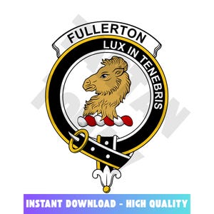 Fullerton Tartan Clan Crest, Badges, Heraldry, Clans, Family Scotland PNG, Digital ClipArt High Quality