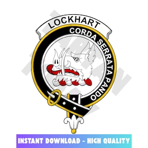 Lockhart Tartan Clan Crest, Badges, Heraldry, Clans, Family Scotland PNG, Digital ClipArt High Quality