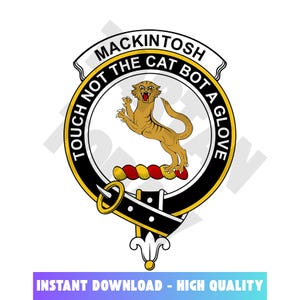 MacKintosh Tartan Clan Crest, Badges, Heraldry, Clans, Family Scotland PNG, Digital ClipArt High Quality