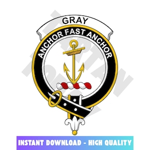 Gray Tartan Clan Crest, Badges, Heraldry, Clans, Family Scotland PNG, Digital ClipArt High Quality