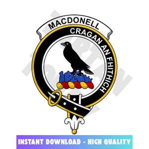 MacDonell (of Glengarry) Tartan Clan Crest, Badges, Heraldry, Clans, Family Scotland PNG, Digital ClipArt High Quality