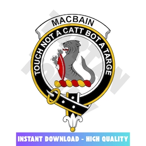 MacBain Tartan Clan Crest, Badges, Heraldry, Clans, Family Scotland PNG, Digital ClipArt High Quality