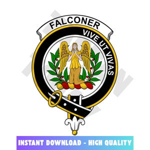 Falconer Tartan Clan Crest, Badges, Heraldry, Clans, Family Scotland PNG, Digital ClipArt High Quality