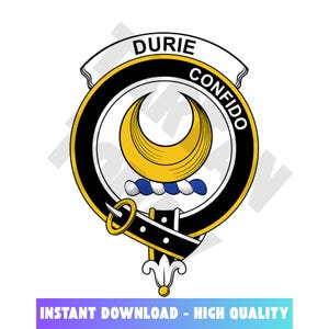 Durie Tartan Clan Crest, Badges, Heraldry, Clans, Family Scotland PNG, Digital ClipArt High Quality