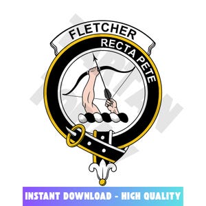 Fletcher Tartan Clan Crest, Badges, Heraldry, Clans, Family Scotland PNG, Digital ClipArt High Quality