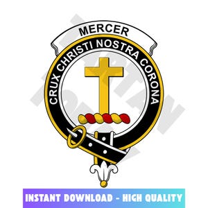Mercer Tartan Clan Crest, Badges, Heraldry, Clans, Family Scotland PNG, Digital ClipArt High Quality