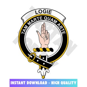 Logie Tartan Clan Crest, Badges, Heraldry, Clans, Family Scotland PNG, Digital ClipArt High Quality