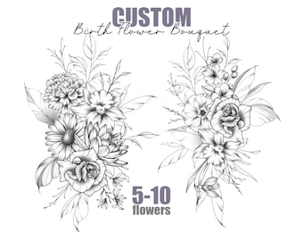 Custom Birth Flower Tattoo Design: Family Bouquet (Made to Order 1-2 days, Digital Download)