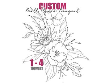 Custom Birth Flower Tattoo Design: Family Bouquet (Made to Order 1-2 days, Digital Download)