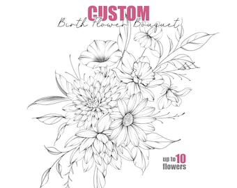 Custom Birth Flower Tattoo Design: Family Bouquet (Made to Order 1-2 days, Digital Download)